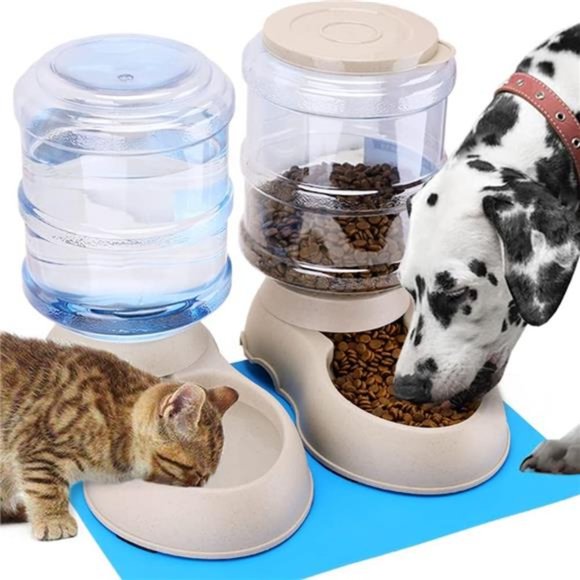 2 Pack Automatic Cat Feeder and Water Dispenser in Set Gravity Food Feeder - Picture 1 of 6